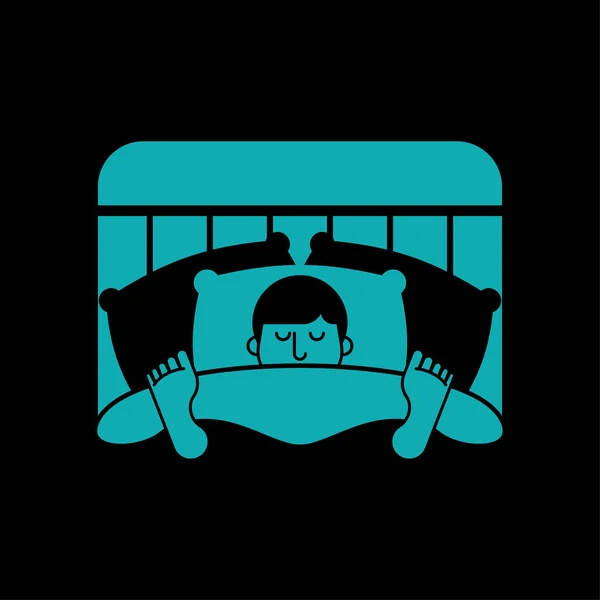 ベッド眠っているアイコンで男 男が寝ていた 寝台の男性 ベクトル Illustratio — ストックベクタ