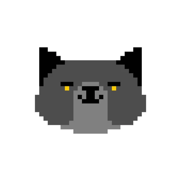 Schwarze Katze Pixelkunst Bit Digitales Haustier Vektor Illustratio — Stockvektor