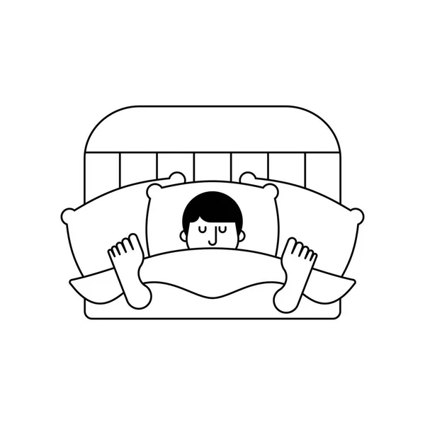 隔離ベッド眠っている男 男が寝ていた 寝台の男性 ベクトル Illustratio — ストックベクタ