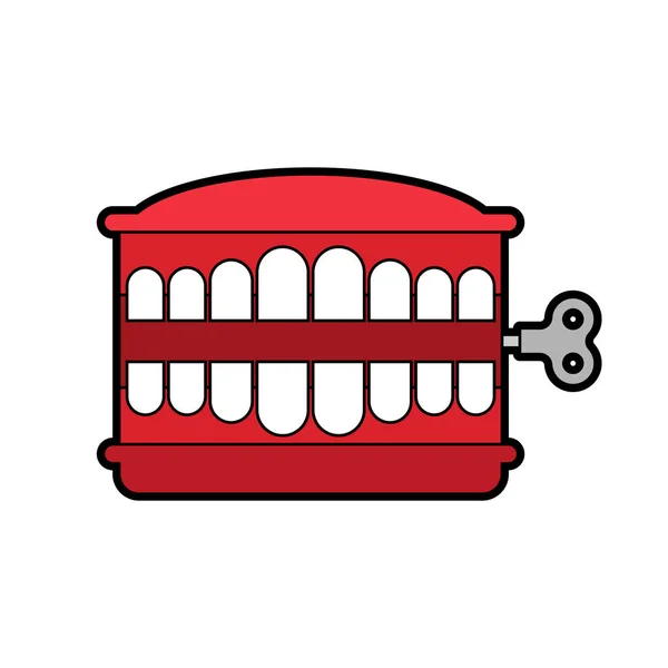 Chatter Teeth Toy Isolated April Fools Day Symbol Jaw Toy — Stock Vector