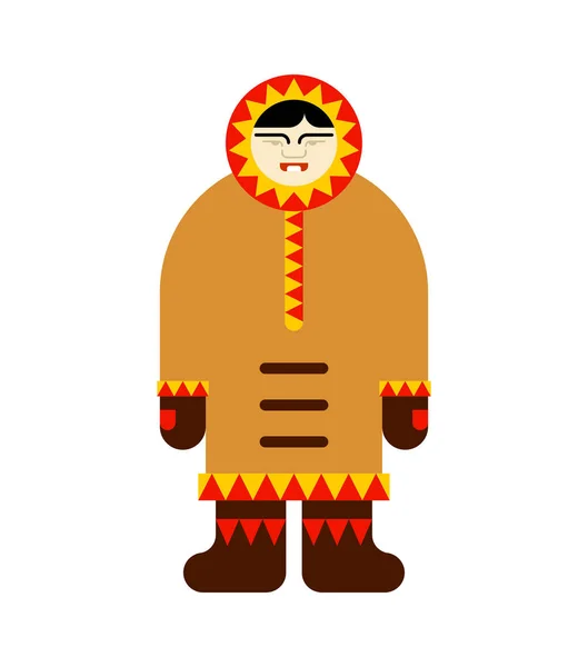 Eskimo Inuit Geïsoleerd Arctische Traditionele Man Van Noorden Tsjoektsjisch Vector — Stockvector