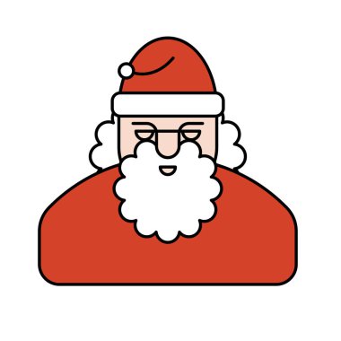 Noel Baba yüz. Yeni yıl dedesi portre. Vektör hea