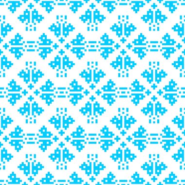 Piksel nakış mavi Noel deseni sorunsuz. Yeni yıl vektör arka plan