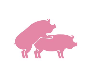 Pig sex icon. Piggy intercourse sign. Pigs isolated. Farm Animal reproductio clipart