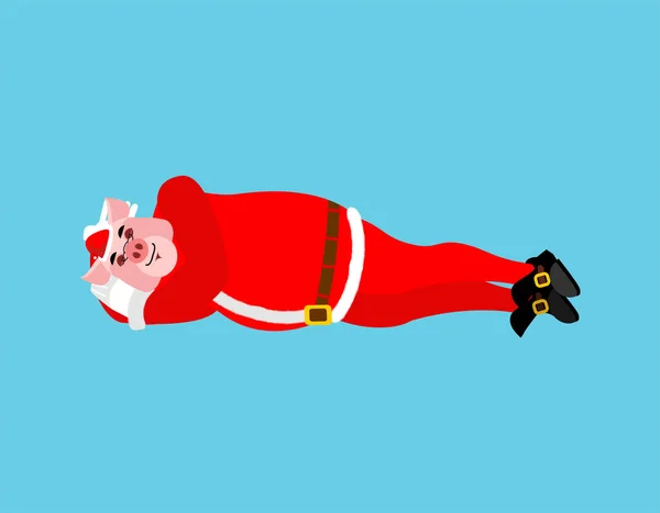 Σάντα Γουρούνι Κοιμάται Απομονωμένες Ξεκουραστεί Πριν Από Την Εργασία Χριστούγεννα — Διανυσματικό Αρχείο
