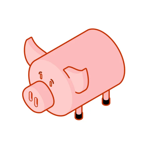 Izometryczny Styl Świnia Piggy Izometria Farma Zwierzęca Ilustracja Wektorowa — Wektor stockowy