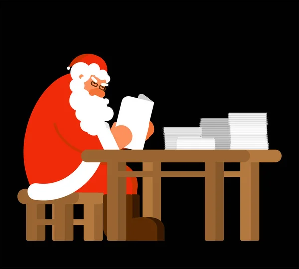 Santa Reading Mail Claus Message Xmas Letter Children New Year — Stock Vector