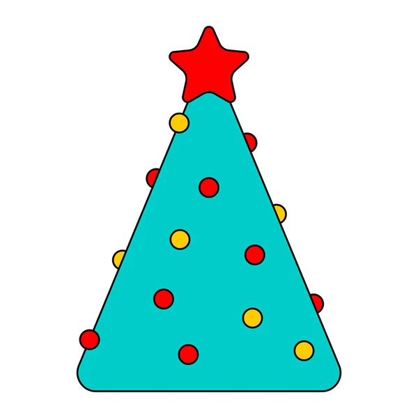 Χριστουγεννιάτικο Δέντρο Γραμμική Νέο Έτος Διάνυσμα Illustratio — Διανυσματικό Αρχείο