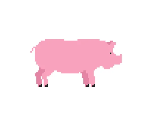 Pig Pixel Art Leitão Bits Animal Quinta Suína Vector Illustratio — Vetor de Stock