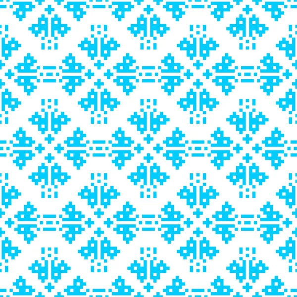 Pixel Broderie Bleu Motif Noël Sans Couture Nouvel Contexte Vectoriel — Image vectorielle