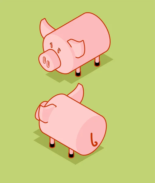 猪等距式 小猪等距农场的动物 矢量插图 — 图库矢量图片