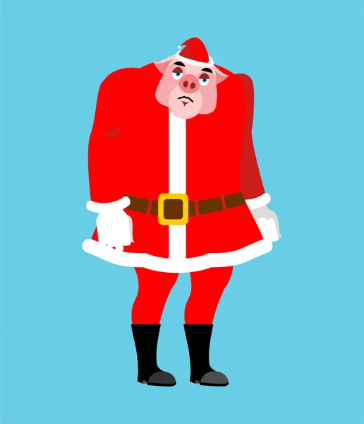 可悲的圣诞老人 Emoji 悲哀的圣诞老人 小猪圣诞化身 — 图库矢量图片