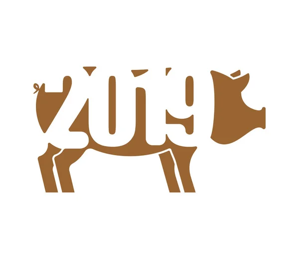 Schwein 2019 Neujahrssymboljahr Chinesischen Kalender — Stockvektor
