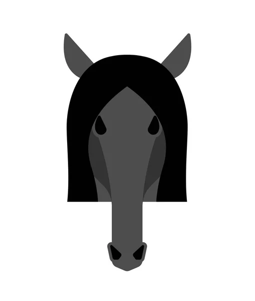 Cabeza Negra Aislada Cara Equina Vector Illustratio — Vector de stock