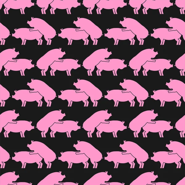 Pig Sex Pattern Eamless Piggy Intercourse Background Pigs Ornament Farm — Stock Vector