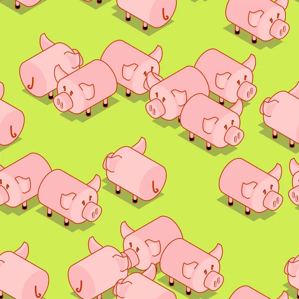 Pig Pattern Seamless Pigs Background Farm Animal Ornament Vector Illustratio — Stock Vector