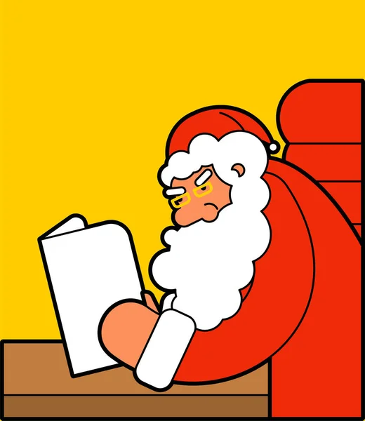 Santa Reading Mail Claus Message Xmas Letter Children New Year — Stock Vector