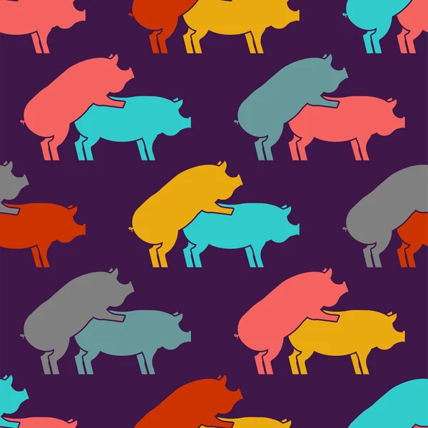 Patrón Sexo Cerdo Sin Problemas Fondo Coito Cerdito Adorno Cerdos — Vector de stock