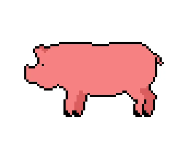Arte Pig Pixel Cerdito Bits Animal Granja Porcino Ilustración Del — Vector de stock