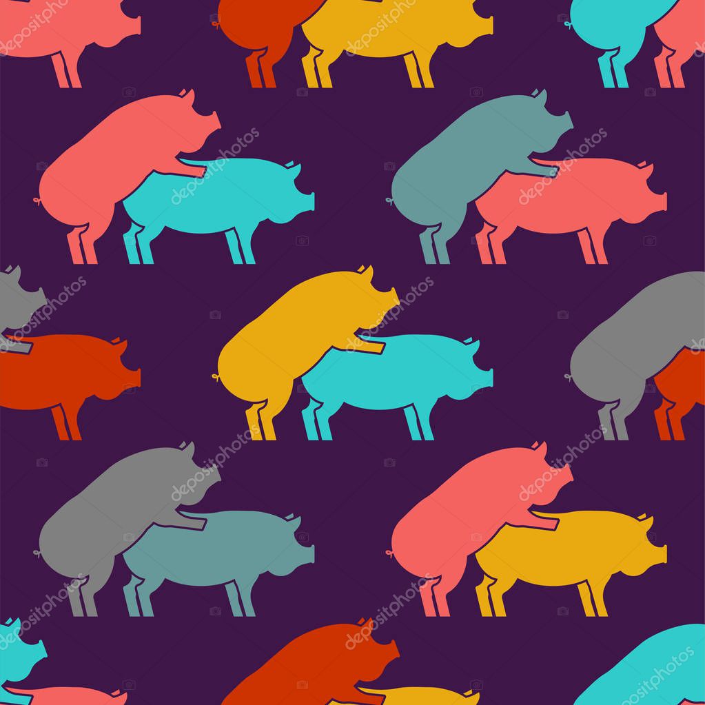Patrón de sexo de cerdo sin problemas. Fondo de coito cerdito. Adorno