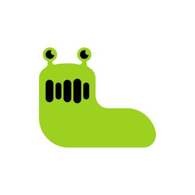 Slug yeşil izole. Böcek karikatür vektör illustratio