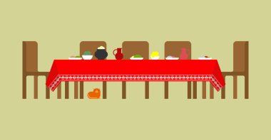 Gıda ile Rus tablo. Geleneksel Rusya yemek. Ulusal Halk mutfağı