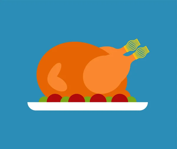 Dinde Rôtie Isolée Pour Thanksgiving Illustration Vectorielle — Image vectorielle