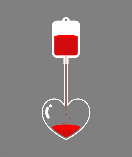 Día Del Donante Donación Ilustración Transfusión Sangre Corazón Vidrio Transparente — Vector de stock
