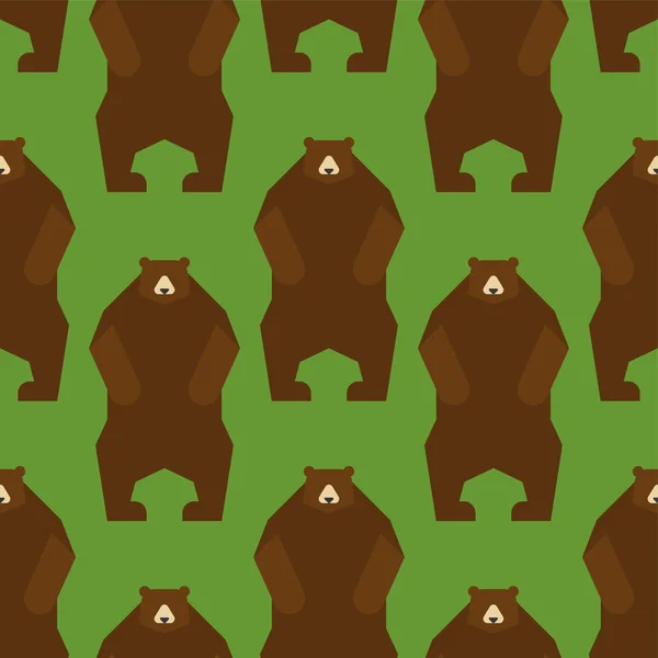 Oso Patrón Pie Sin Costuras Grizzly Bosque Depredador Bestia Fondo — Vector de stock