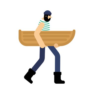 Balıkçılık ve tekne. Balıkçı gidin. Vektör Illustratio