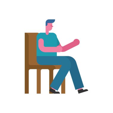Adam üzerinde sandalye. Adam sit. dışkı üzerinde insan. Vektör illustratio