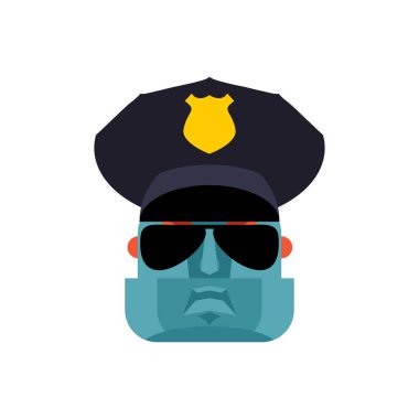 Robot yüz polis. Polis Cyborg kafa. Memur polis robot adam gelecek. Vektör çizim