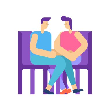 Eşcinsel çift iskemlede oturmak. Eşcinsel aşık tarih. LGBT lov