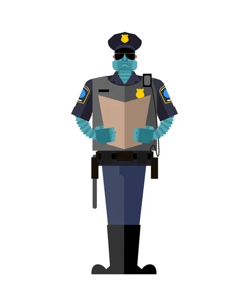 Robota Policjanta Policjanta Cyborga Oficer Policji Robota Człowiek Przyszłości Ilustracja — Wektor stockowy