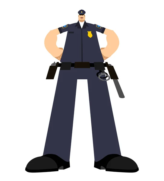 Grote Cop Ernstige Politieagent Sterke Officer Politie Vector Illustratio — Stockvector