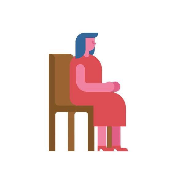 Femme Sur Chaise Madame Asseoir Femme Sur Tabouret Illustration Vectorielle — Image vectorielle