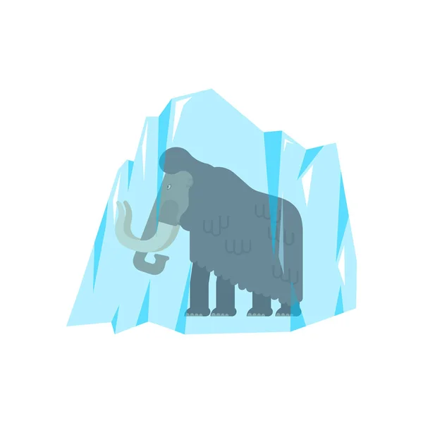 猛犸象冻在冰上 史前野兽考古发现动物 — 图库矢量图片