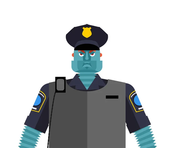 Robot Cop Policier Cyborg Officier Police Robotique Homme Futur Illustration — Image vectorielle