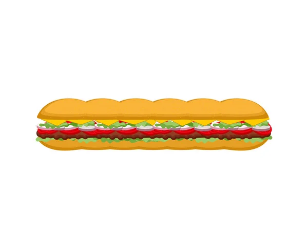 French Sandwich Isolated Long Baguette Burger France — Stock Vector
