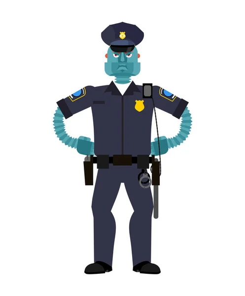 Robot Aşikar Polis Cyborg Memur Polis Robot Adam Gelecek Vektör — Stok Vektör