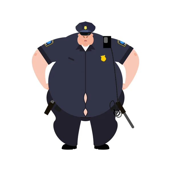 Kövér Cop Vastag Rendőr Elhízott Tisztviselő Rendőrség Vektoros Illustratio — Stock Vector