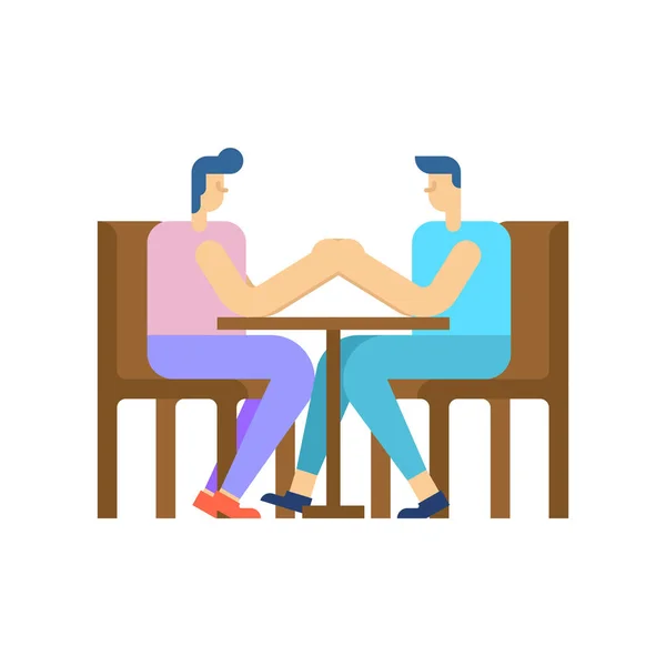 Gay Couple Cafe Homosexual Lovers Sit Table Lgbt Lov — Stock Vector