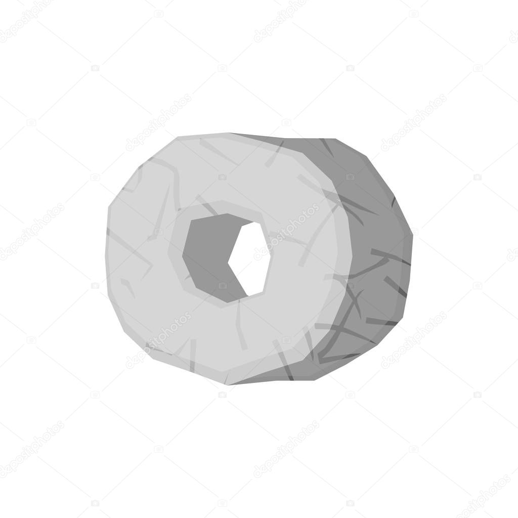 Stone wheel isolated. Prehistoric truck. Stone Age Technolog
