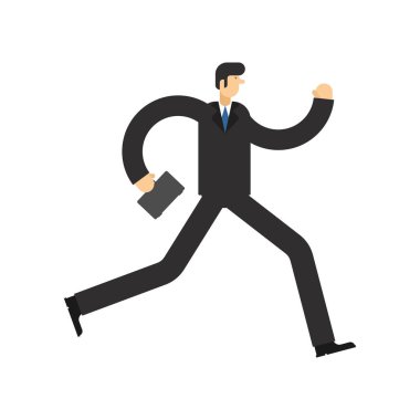 İzole çalıştıran iş adamı. Patron çalıştırın. Vektör illustratio
