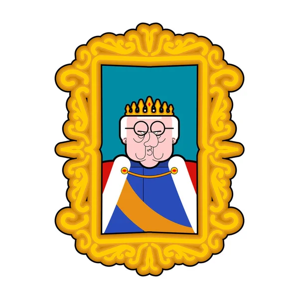 Retrato Del Rey Persona Real Manto Corona Monarca Dibujos Animados — Archivo Imágenes Vectoriales