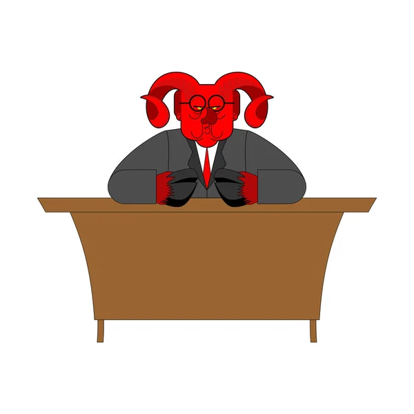 Босс Дьявол Столом Демонический Бизнесмен Начальник Сатаны Angry Lucife — стоковый вектор