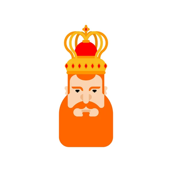 Rei Enfrenta Barba Vermelha Persona Real Manto Coroa Herói Dos — Vetor de Stock