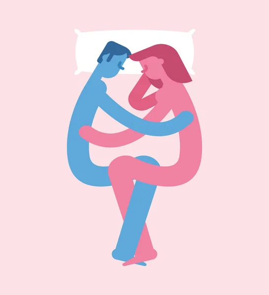 Les Amoureux Dorment Homme Femme Dorment Copain Copine Dorment Couple — Image vectorielle