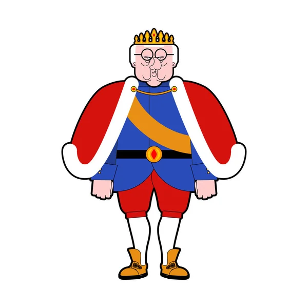 Rei Velho Isolado Persona Real Manto Coroa Herói Dos Desenhos — Vetor de Stock