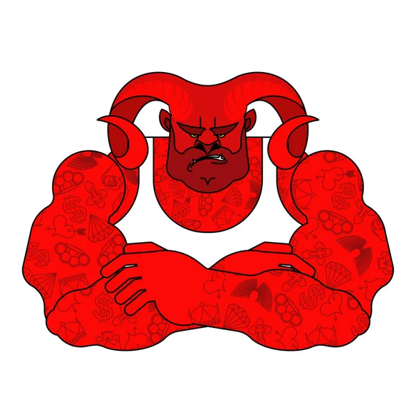 Demon Sterk Rood Krachtige Duivel Grote Satan Boos Lucife — Stockvector